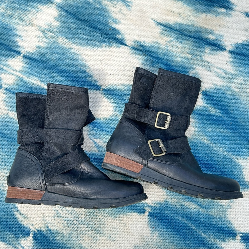 Sorel Major Moto Black Leather Riding Boots